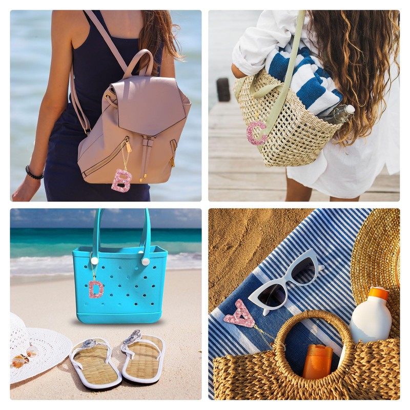 PATIKIL Bling Initial Letter Charm, Letter a Charm with Pink