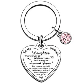 AMZQ Daughter Gifts Keyring from Mum Dad Daughter Birthday Gifts Christmas Graduation Presents Appreciation gifts for Daughter