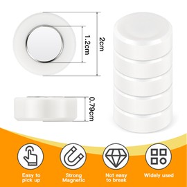 Wukong 12 Pack White Fridge Magnets, Whiteboard Magnets Neodymium Magnets for Office, Notice Boards, Planning Boards, School, Postcard with Iron Box Ø 20 mm, 8mm Thickness