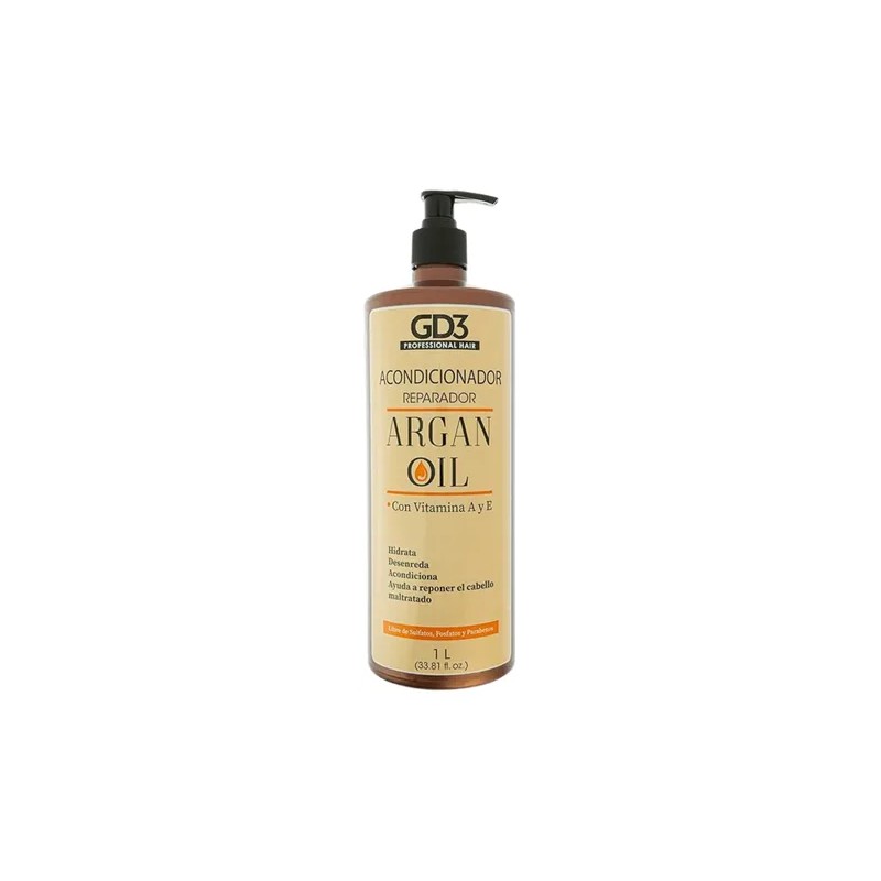 Kit Shampoo Acondicionador Y Aceite De Argan Gd3 Reparacion