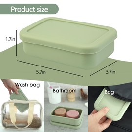 Travel Soap Container, Leakproof Soap Case, Large Shampoo Bar Case, Leakproof Soap Box with Draining Layer, Slip-Resistant Portable Bar Soap Holder for Travel Camp Gym(Pea Green)