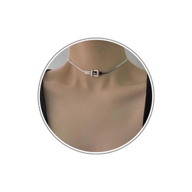 Zeshimb Punk Herringbone Choker Necklace Silver Flat Snake Chain Neckllace Personality Belt Buckle Herringbone Chain Necklace Hip Hop Jewelry for Women