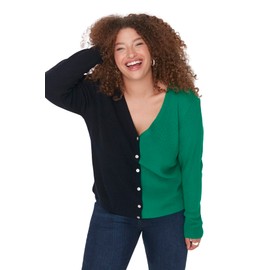 TRENDYOL Women's Relaxed V-Neck Knitwear Plus Size Cardigan Pullover, navy