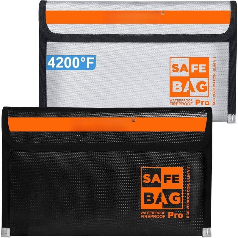 Small Fireproof Bag for Cash and Documents (9.5x5.8") 4200°F Upgraded