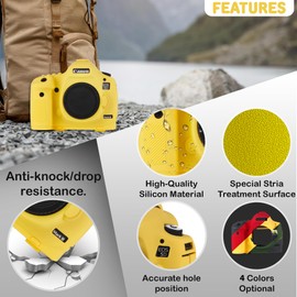 STSEETOP Camera Case for Canon 5D Mark III 5DS 5DSR - Silicone Protective DSLR Skin Cover, Detachable Cage, Shockproof, Dustproof (Yellow)