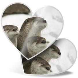 2 x Heart Stickers 15 cm - Cute Otter Family Animals Wild Laptop Tablet Luggage Scrapbook #8534