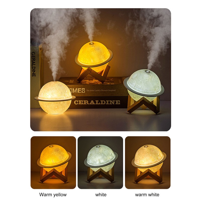 Mini Planet Humidifier LED Moon Lamp Diffuser Rechargeable Planetary USB