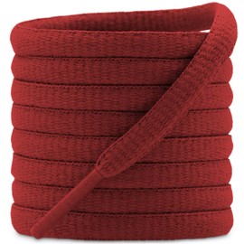 DELELE 2 Pair Oval Shoes laces Half Round 1/4" Athletic Shoelaces Shoe Strings Dark Red-35 inch