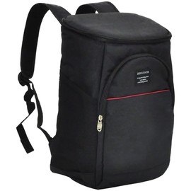 iimono117 Rucksack, Thermal, Cold Retention, Large Capacity 6.5 gal (25 L), Women's, Men's, Water Repellent, Cold Rucksack, Insulated Bag, Shopping, Camping, Cooler Bag, Stylish (Black)