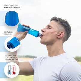 SINOVATI® TPU Foldable Water Bottles, Soft Flask, Water Bottle, BPA-Free Sports Bottle for Hydration Backpack, Cycling, Hiking, Jogging, Camping and Climbing (Blue, 250 ml + 500 ml)
