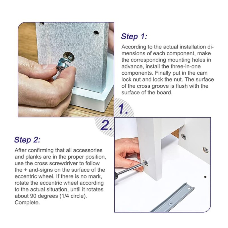 Silver Tone Furniture Connector Camlock Fittings Mini Fix Casing, Pack