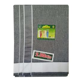 Stylesindia Men's Cotton Colored Dhoti with Fancy Border Kerala-style Veshti Mundu Kaili Lungi 2.0 Mtrs (Grey)