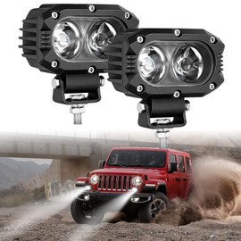 DREAMIZER LED Headlight 12 V Work Light Additional Headlight Motorcycle Car 4 Inch 48 W 8000 Lumen Floodlight IP68 Reversing Light Compatible for SUV Off-Road Motorcycles Truck ATV UTV, Pack of 2