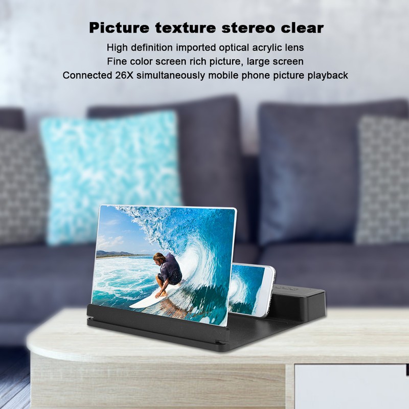 26X 10 Inch Wireless Speaker Mobile Phone Screen Magnifier Bluetooth