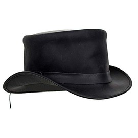Black Leather Deadman Top Man Hat