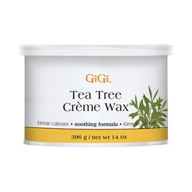 GiGi Tea Tree Crème Wax - Soothing Hair Removal Wax for Sensitive Skin, Soft Wax for Face & Body, Calming Formula with Tea Tree Oil, 14 oz