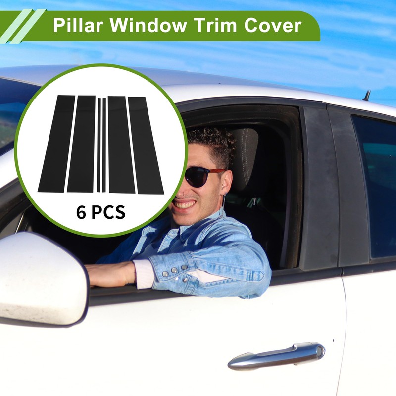 HOPESPANNER Door Pillar Window Trim for Chevy Suburban 2015-2020 Black