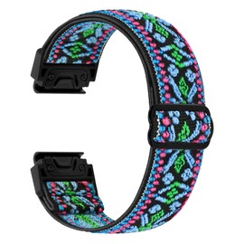 TumCez 22 mm QuickFit Bracelet Compatible with Garmin Fenix 8 47 mm/Fenix E 47 mm/Fenix 7/7 Pro/6/6 Pro/5/5 Plus Wristband, Elastic Nylon Replacement Strap for Garmin Forerunner 945/935/Approach