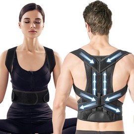 Corrector de Postura, Corrector de Postura Ajustable,Soporte de Espalda Transpirable,Espalda Anti-Joroba y Alivio Del Dolor de Cuello, Cintura, Hombros, Unisex,Mejora La Postura de Hombres y Mujeres, se Puede Usar al Correr, Hacer Deportes, Caminar y Acampar… (M)