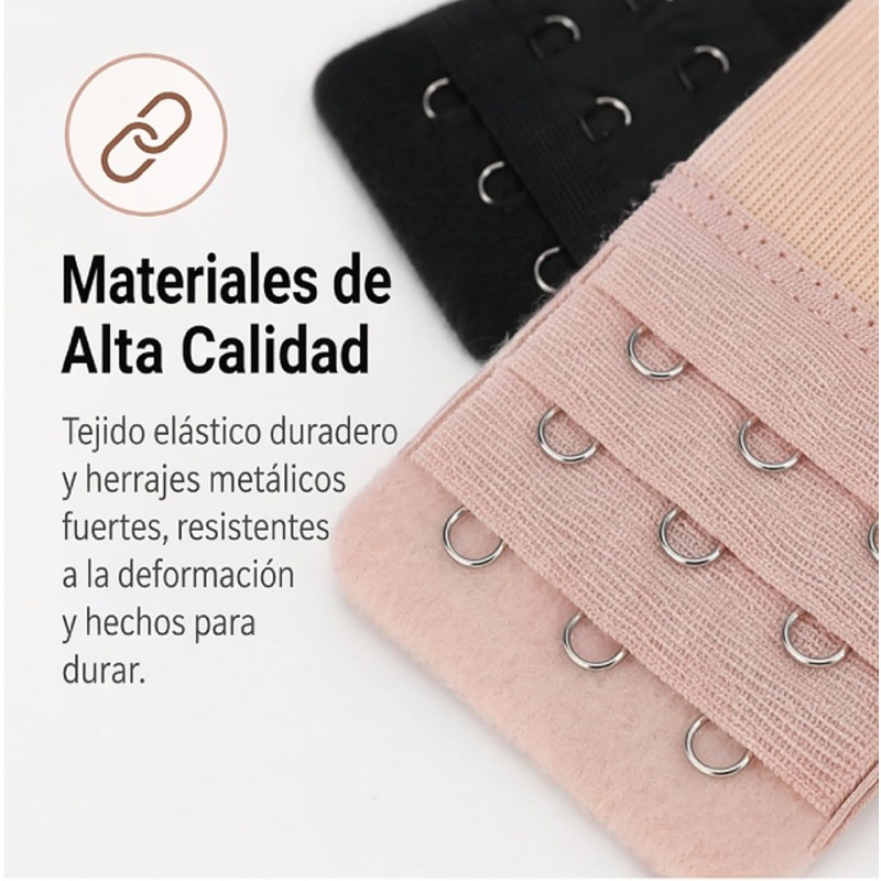 Correa de Extensión de Sujetador de 8 Piezas, 3 Ganchos,