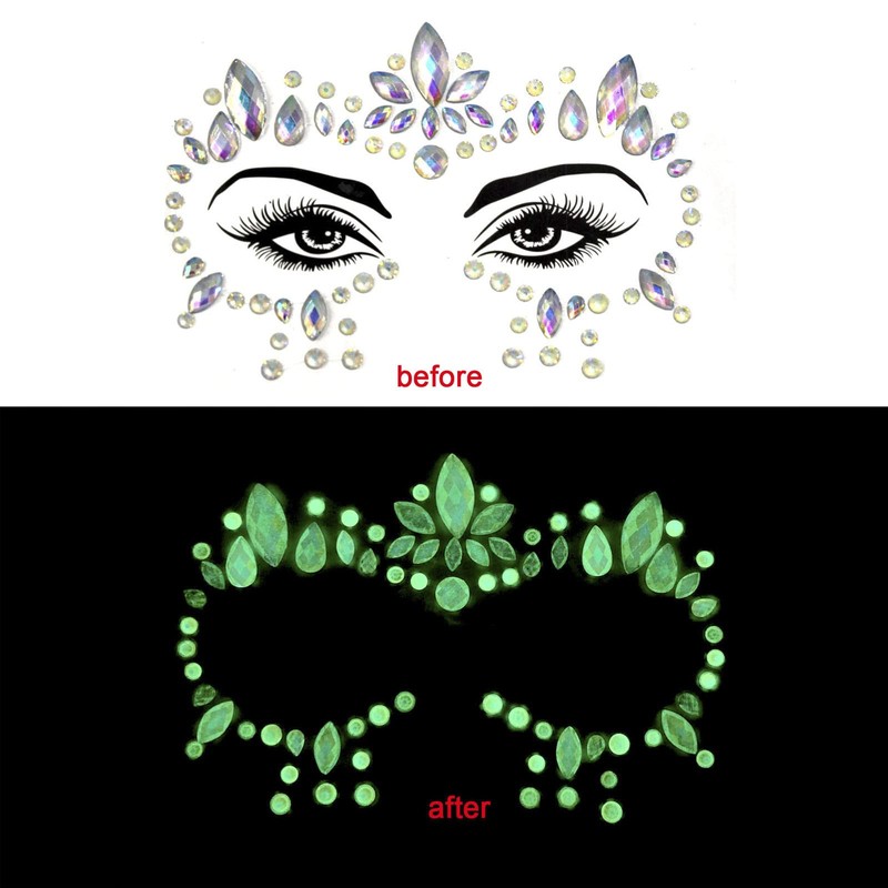 Nirbffo Face Sticker Diamond Face Sticker Luminous Crystal Diamond Eyebrow