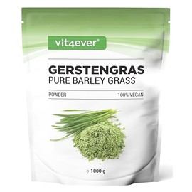 vit4ever Barley Grass 1000 g Powder from Young Leaves - from the Netherlands - Rich in Vitamins and Minerals - 100% Barley Grass - Vegan - Natural - Superfood