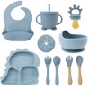 10PCS Silicona Bebé Alimentación Set, Plato De Dinosaurios Para Bebés