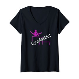 Womens Gymtastic Uneven Bars Gymnastics V-Neck T-Shirt