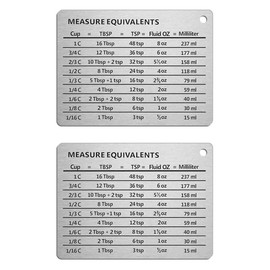 VOANZO 2pcs Stainless Steel Measurement Conversion Table – Magnetic Fridge Sticker with Baking Units Cross-Reference, Durable Oven Tool, Easy to Read Scale Plate