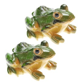 VGOL 2pcs Resin Frog Statue Animal Sculpture Indoor Outdoor Decor for Garden Patio Yard Micro Fairy Garden Ornaments and Flower Pots