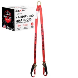 Boxer Pro Tow Straps V Bridle 2 Inch x 6 Feet with Snap Hooks, Recovery V Strap, Rollback, Car Hauler, Towing – B/S 10,000lbs Boxer Vehicle Strap Series