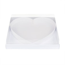 WENPACK - Caja de regalo con tapa transparente (12.6 pulgadas, diseño de corazón, diseño de flores, fresas, dulces, con tapa transparente (blanco, forma de corazón)