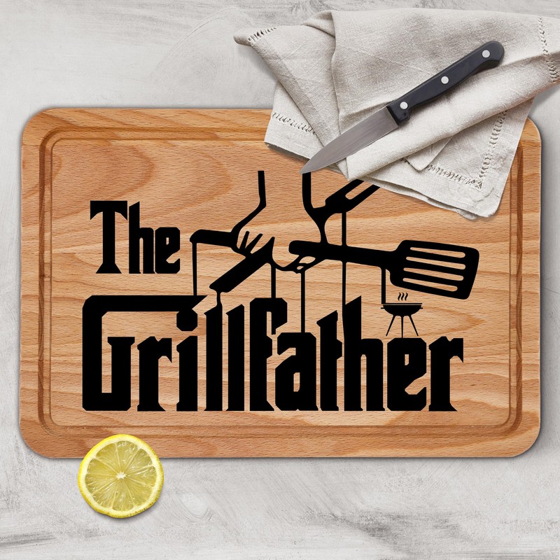 BBQ Chopping Board for Dad The Grillfather Cheese Meats Kitchen