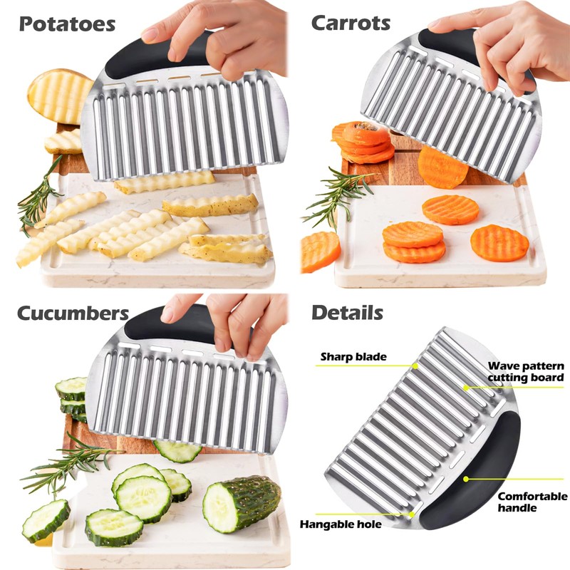 JAYVAR Large Crinkle Cutter French Fry Cutter, Large Crinkle Potato