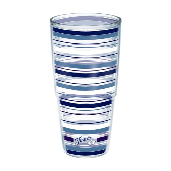 Tervis Made in USA Double Walled Fiesta Insulated Tumbler Cup Keeps Drinks Cold & Hot, 24oz - No Lid, Lapis Stripes