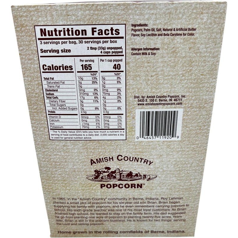 Amish Country Popcorn | Old Fashioned Microwave Popcorn | Medium