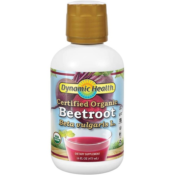 Dynamic Health Organic Beetroot Dietary Supplement | No Added Sugar, Artificial Color, Preservatives. No BPA or Gluten | 16oz, 16 Serv