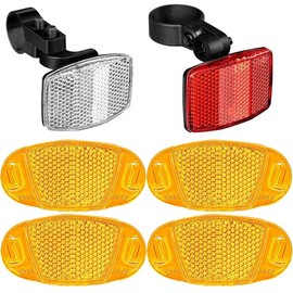 KOZOY Spoke Reflector and Light Clip Set, 6-Piece Cat Eyes Bicycle Reflectors for Children & Adults, Front & Rear Light Clip for Road Bike, MTB, E-Bike