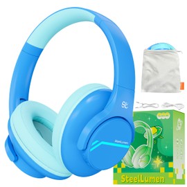 Nova1Lite Kids Headphones Wireless Headphones Bluetooth 5.3 Active Noise Cancelling Volume Limit 74/85/94dB Type-C Fast Charging, 40H Playtime with Mic for School, Travel, Airplane (Blue)