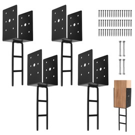 4" x 4" U Shape Concrete Post Anchor 4PCS, Heavy Duty Base for Wet Concrete, Fence Holder With Black Powder Coated for Deck Railing, Pergola Wood Bracket Anchor