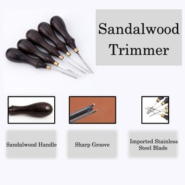 Leather Skiving Tool, Simple Polished Handle Leather Skiver Five Sizes Optional Leather Edge Beveler for Trimming Tool for Leathercraft (0.7mm)