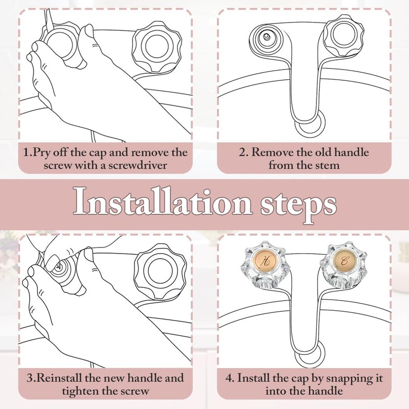 Shower Knob Replacement Set 2 Piece, Shower Handle Faucet Replacement