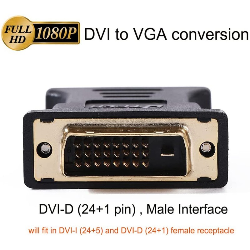 DTECH DVI VGA Converter Adapter DVI-D (24+1) Male to VGA