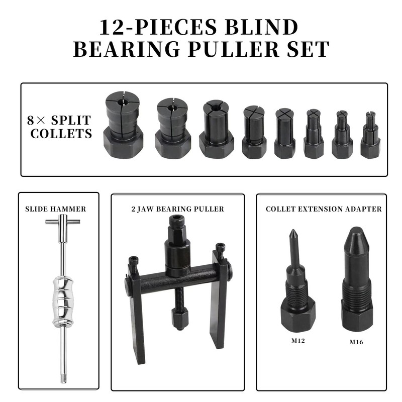 12pcs Blind Hole Bearing Puller Set Internal Bearing Extractor Puller