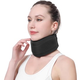CozyHealth Neck Brace for Neck Pain and Support, Soft Neck Support Relieves Pain & Pressure in Spine for Women & Men, Wrap Align Stabilize Vertebrae Foam Cervical Collar for Sleeping (Black, M, 3.5" Middle Height)