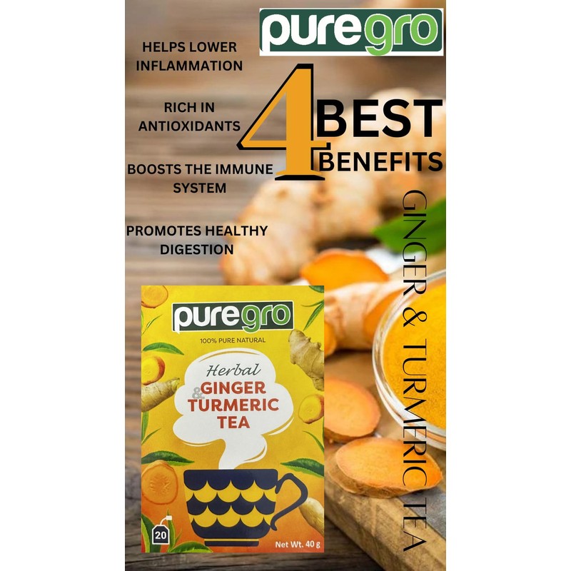 Puregro Ginger & Turmeric Tea 40g (20 TEA BAGS) |