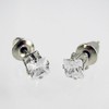 UN21 Men's Silver Crystal Ronaldo Steel Diamond Square Earrings 6mm,