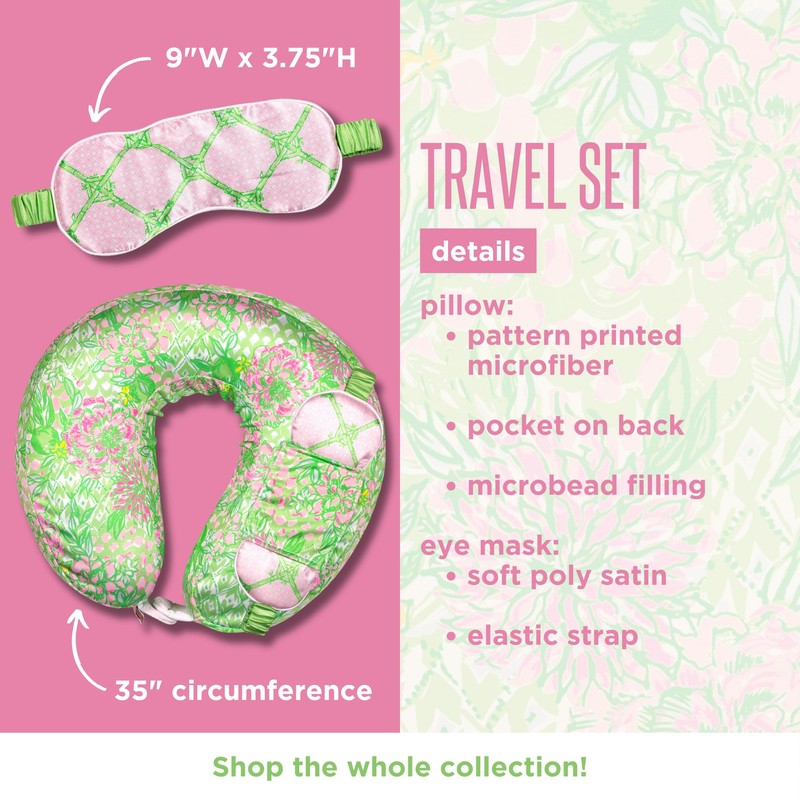 Lilly Pulitzer Airplane Travel Essentials with Travel Neck Pillow and
