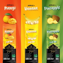 Cerez Pazari Fruit Leather Snacks Variety Pack for Adults and Kids, Healthy Fruit Snacks Bulk, Gluten Free Vegan Real Fruit Bars, Individually Wrapped Lunch Snacks, No Added Sugar Snacks with Banana, Pineapple and Mango Real Exotic Tropical Fruits 0.88oz