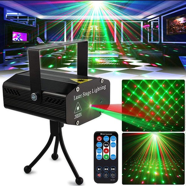 Party Lights,Disco DJ Lights Laser Stage Lighting Rave Projector Sound Activated Flash Strobe Light with Remote Control for Parties Home Show Bar Club Birthday KTV DJ Pub Karaoke Christmas Holiday